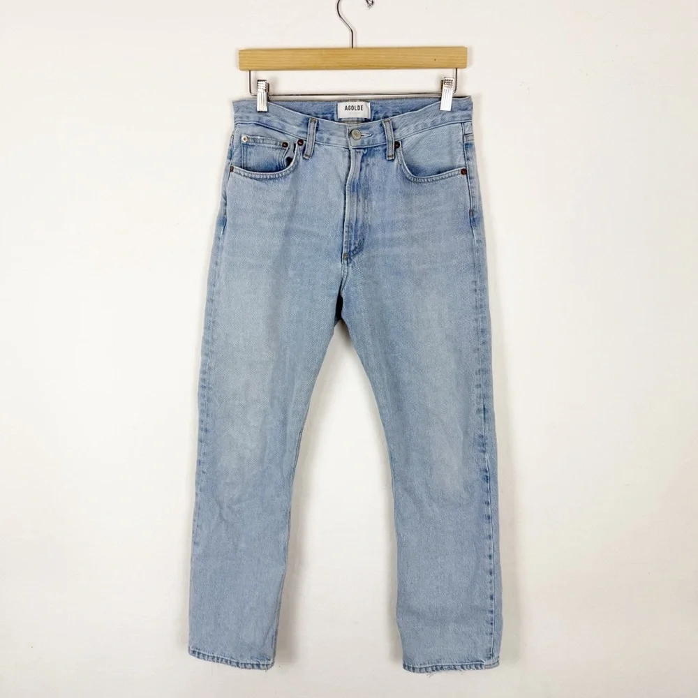 Agolde Light Blue Straight Leg Jeans - Picture 4 of 12